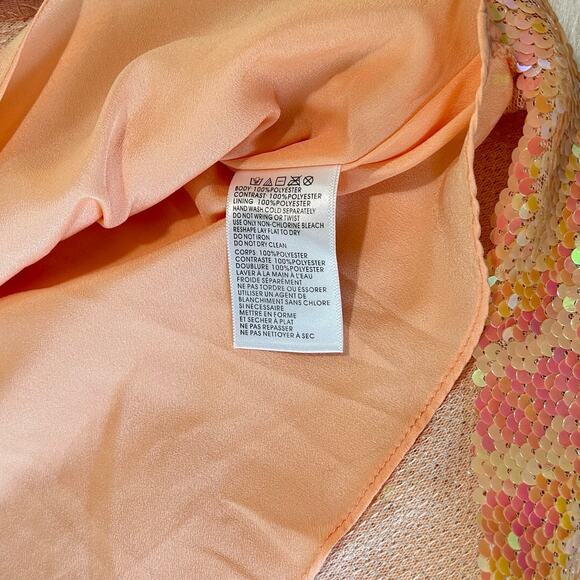 Kimchi Blue Sand Dollar Sequin Square Neck Peach Dress Size Medium Taylor Swift - Picture 11 of 16